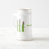 Niedlicher Spargel mit Gemüsetrio-Cartoon Bierglas (Vorderseite Links)