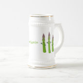Niedlicher Spargel mit Gemüsetrio-Cartoon Bierglas (VorderseiteRechts)