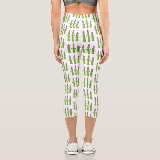Niedlicher Spargel mit Gemüsetrio-Cartoon Capri Leggings (Rückseite)