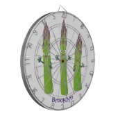 Niedlicher Spargel mit Gemüsetrio-Cartoon Dartscheibe (Vorderseite Links)