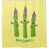 Niedlicher Spargel mit Gemüsetrio-Cartoon Duschvorhang (Vorderseite)