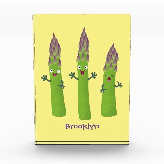 Niedlicher Spargel mit Gemüsetrio-Cartoon Fotoblock (Vorderseite)