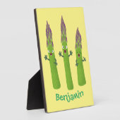 Niedlicher Spargel mit Gemüsetrio-Cartoon Fotoplatte (Seite)