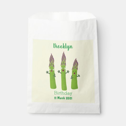 Niedlicher Spargel mit Gemüsetrio-Cartoon Geschenktütchen (Vorderseite)