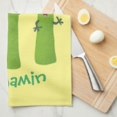 Niedlicher Spargel mit Gemüsetrio-Cartoon Geschirrtuch (Viertel Falte)