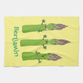 Niedlicher Spargel mit Gemüsetrio-Cartoon Geschirrtuch (Horizontal)
