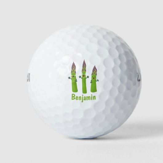 Niedlicher Spargel mit Gemüsetrio-Cartoon Golfball (Vorderseite)