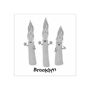 Niedlicher Spargel mit Gemüsetrio-Cartoon Gummistempel
