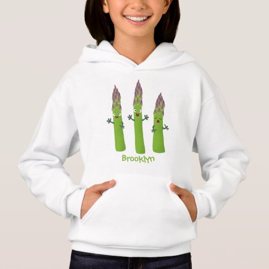 Niedlicher Spargel mit Gemüsetrio-Cartoon Hoodie (Vorderseite)