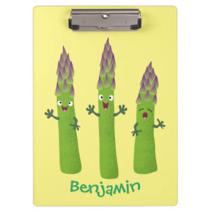 Niedlicher Spargel mit Gemüsetrio-Cartoon Klemmbrett