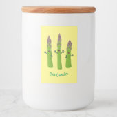 Niedlicher Spargel mit Gemüsetrio-Cartoon Lebensmitteletikett (Vorderseite)