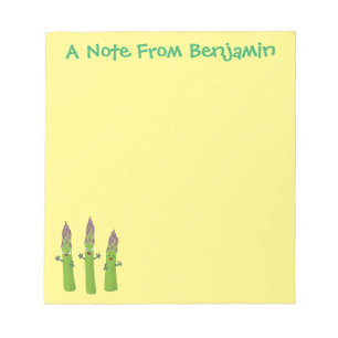 Niedlicher Spargel mit Gemüsetrio-Cartoon Notizblock