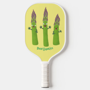 Niedlicher Spargel mit Gemüsetrio-Cartoon Pickleball Schläger