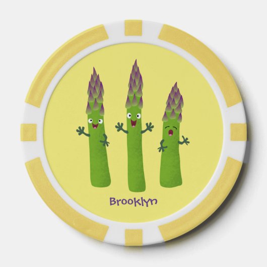 Niedlicher Spargel mit Gemüsetrio-Cartoon Pokerchips (Vorderseite)