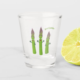 Niedlicher Spargel mit Gemüsetrio-Cartoon Schnapsglas