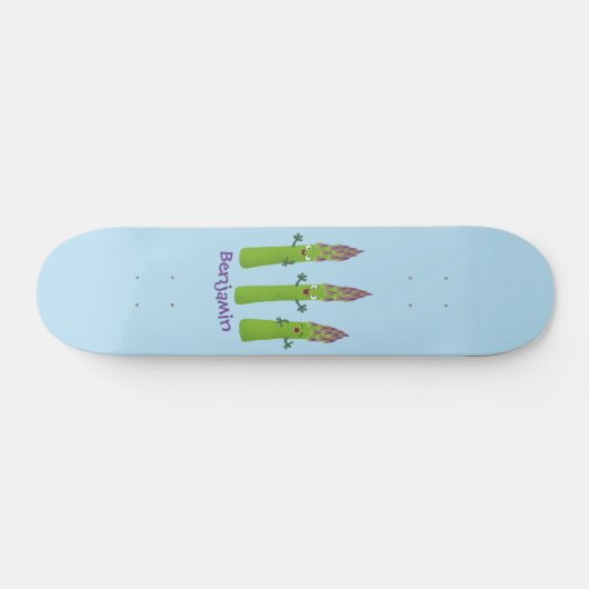 Niedlicher Spargel mit Gemüsetrio-Cartoon Skateboard (Horizontal)