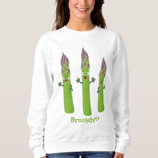 Niedlicher Spargel mit Gemüsetrio-Cartoon Sweatshirt (Vorderseite)