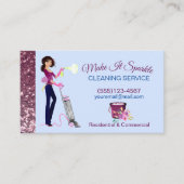Niedlicher Sparkle Cartoon Reinigungsservice Visitenkarte (Vorderseite)