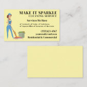 Niedlicher Sparkle Cartoon Reinigungsservice Visitenkarte (Vorne/Hinten)