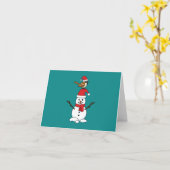 Niedlicher Sparrow auf Snowman Karte (Gelbe Blume)