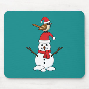 Niedlicher Sparrow auf Snowman Mousepad