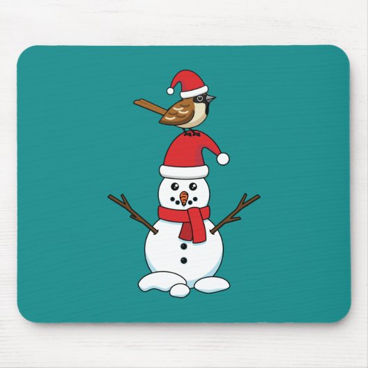 Niedlicher Sparrow auf Snowman Mousepad (Vorne)