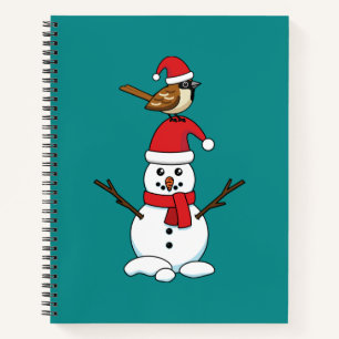 Niedlicher Sparrow auf Snowman Notizblock