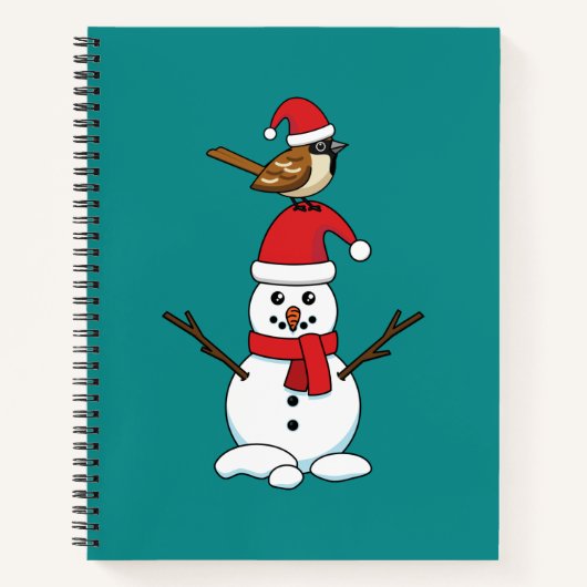 Niedlicher Sparrow auf Snowman Notizblock (Vorderseite)
