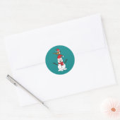 Niedlicher Sparrow auf Snowman Runder Aufkleber (Umschlag)