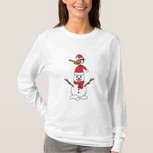Niedlicher Sparrow auf Snowman T-Shirt
