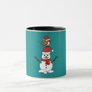 Niedlicher Sparrow auf Snowman Tasse