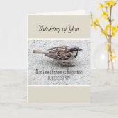 Niedlicher Sparrow Bird Foto Bibel Verse Simple Ta Karte (Gelbe Blume)
