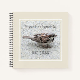 Niedlicher Sparrow Bird Foto Bibel Verse Simple Ta Notizblock