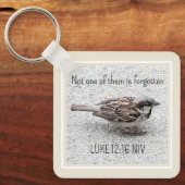Niedlicher Sparrow Bird Foto Bibel Verse Simple Ta Schlüsselanhänger (Vorderseite)