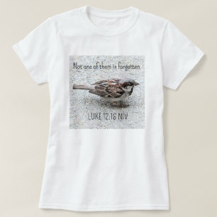 Niedlicher Sparrow Bird Foto Bibel Verse Simple Ta T-Shirt