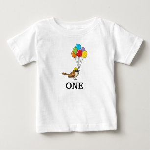 Niedlicher Sparrow mit Balloons Geburtstag Perso Baby T-shirt