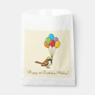 Niedlicher Sparrow mit Balloons Geburtstag Perso Geschenktütchen