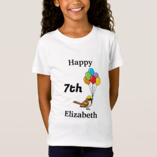 Niedlicher Sparrow mit Balloons Geburtstag   Perso T-Shirt