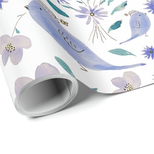 Niedlicher Sparrow mit einem Blume-Hut Geschenkpapier (Rolleneckpunkt)