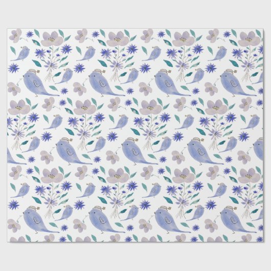 Niedlicher Sparrow mit einem Blume-Hut Geschenkpapier (Flach)