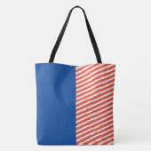 Niedlicher Spaß Blau rot und weiß mit Streifen Tasche (Rückseite)