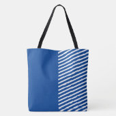 Niedlicher Spaß Blau und Weiß mit Streifen Tasche (Rückseite)
