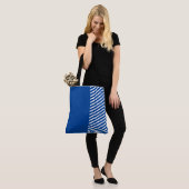 Niedlicher Spaß Blau und Weiß mit Streifen Tasche (Am Model)