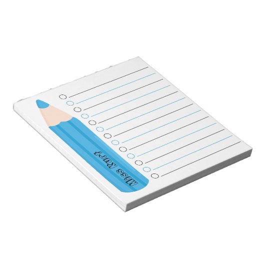 Niedlicher Spaß Blue Pencil Lined Personalisiert L Notizblock (angewinkelt)