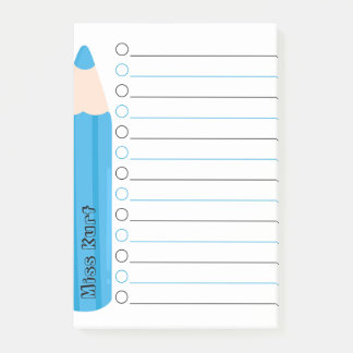 Niedlicher Spaß Blue Pencil Lined Personalisiert L Post-it Klebezettel