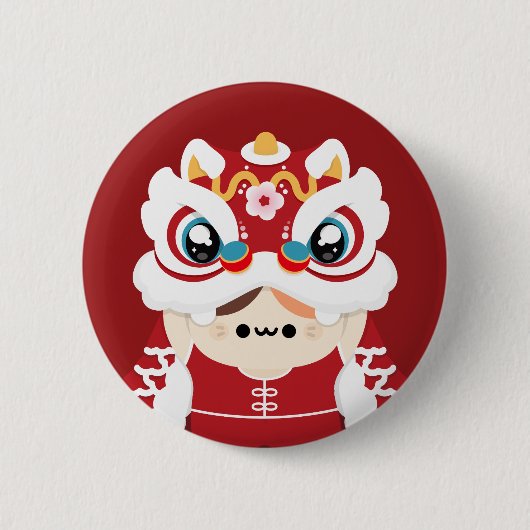 Niedlicher Spaß chinesisches Neujahr Button (Vorderseite)