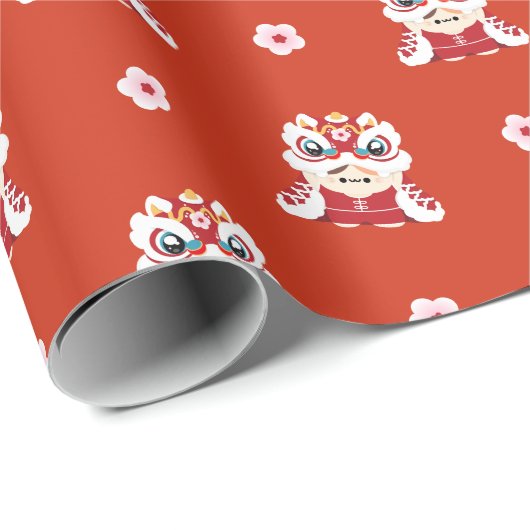 Niedlicher Spaß chinesisches Neujahr Geschenkpapier (Rolleneckpunkt)