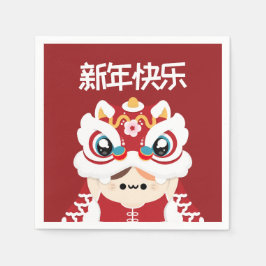 Niedlicher Spaß chinesisches Neujahr Serviette
