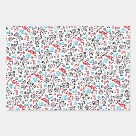 Niedlicher Spaß Dezember Winterurlaub Saison Doodl Geschenkpapier Set (Vorderseite)