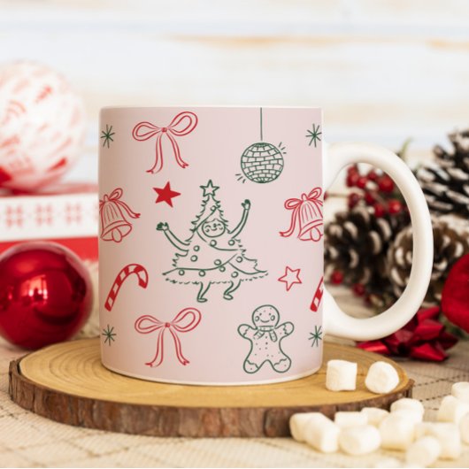 Niedlicher Spaß Doodles Weihnachtsfeiertag Kaffeetasse